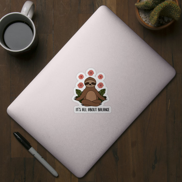 Sloth Yoga Meditation, Balance, Funny Zen Gift by dukito